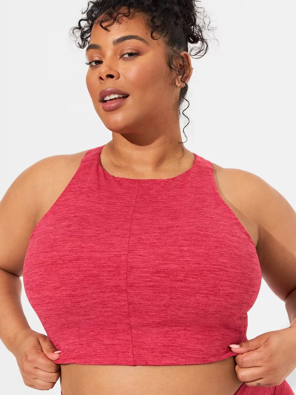 Torrid Low Impact Wireless High Neck Longline Active Top Red crop to 00